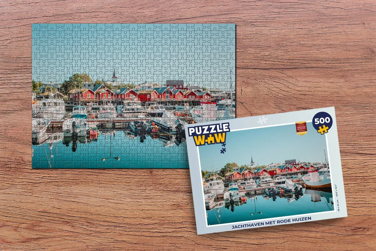 PuzzleWow Jachthaven met rode huizen Legpuzzel 500 Stuks - Multicolor