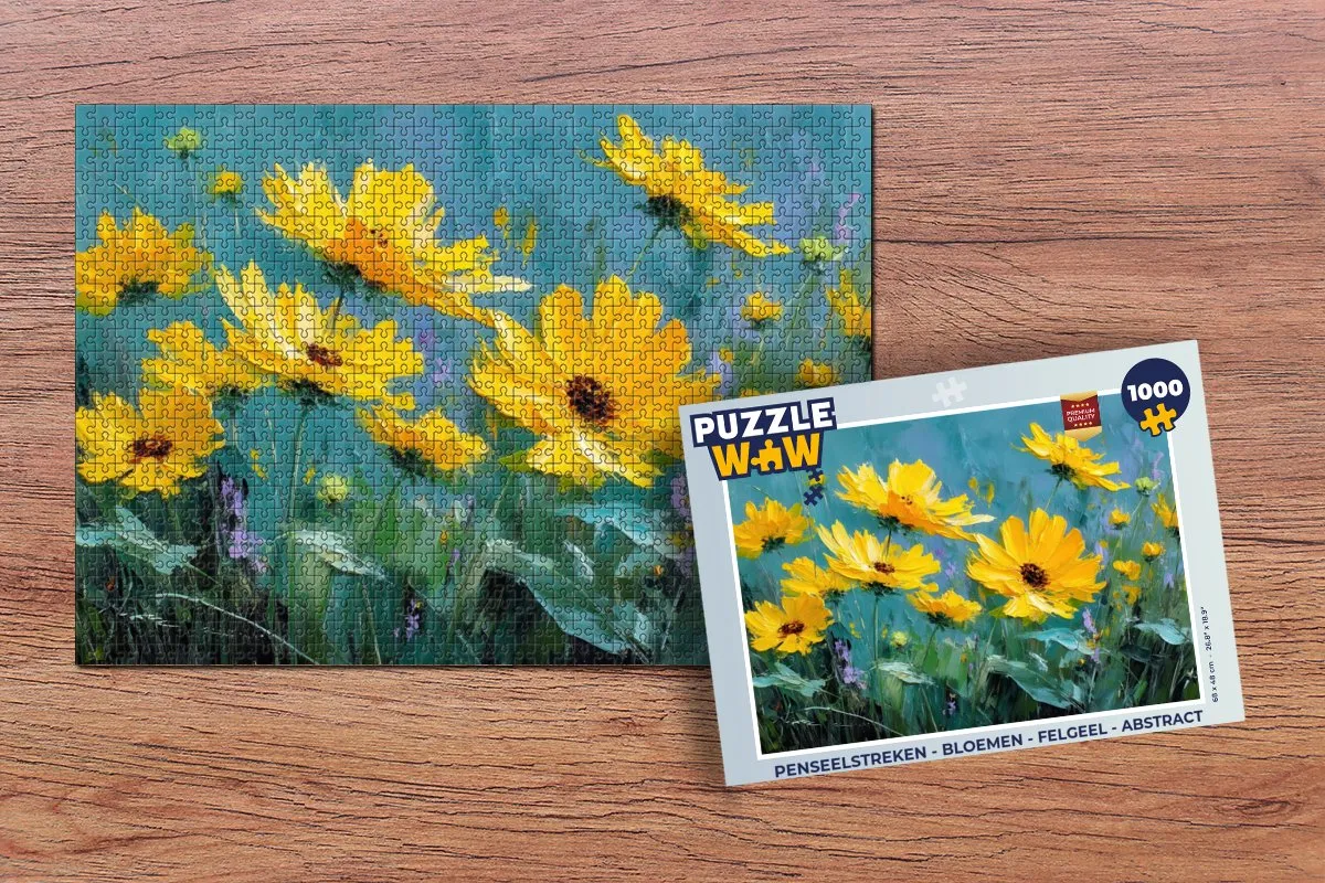 PuzzleWow Penseelstreken Bloemen Legpuzzel 1000 Stuks - Felgeel