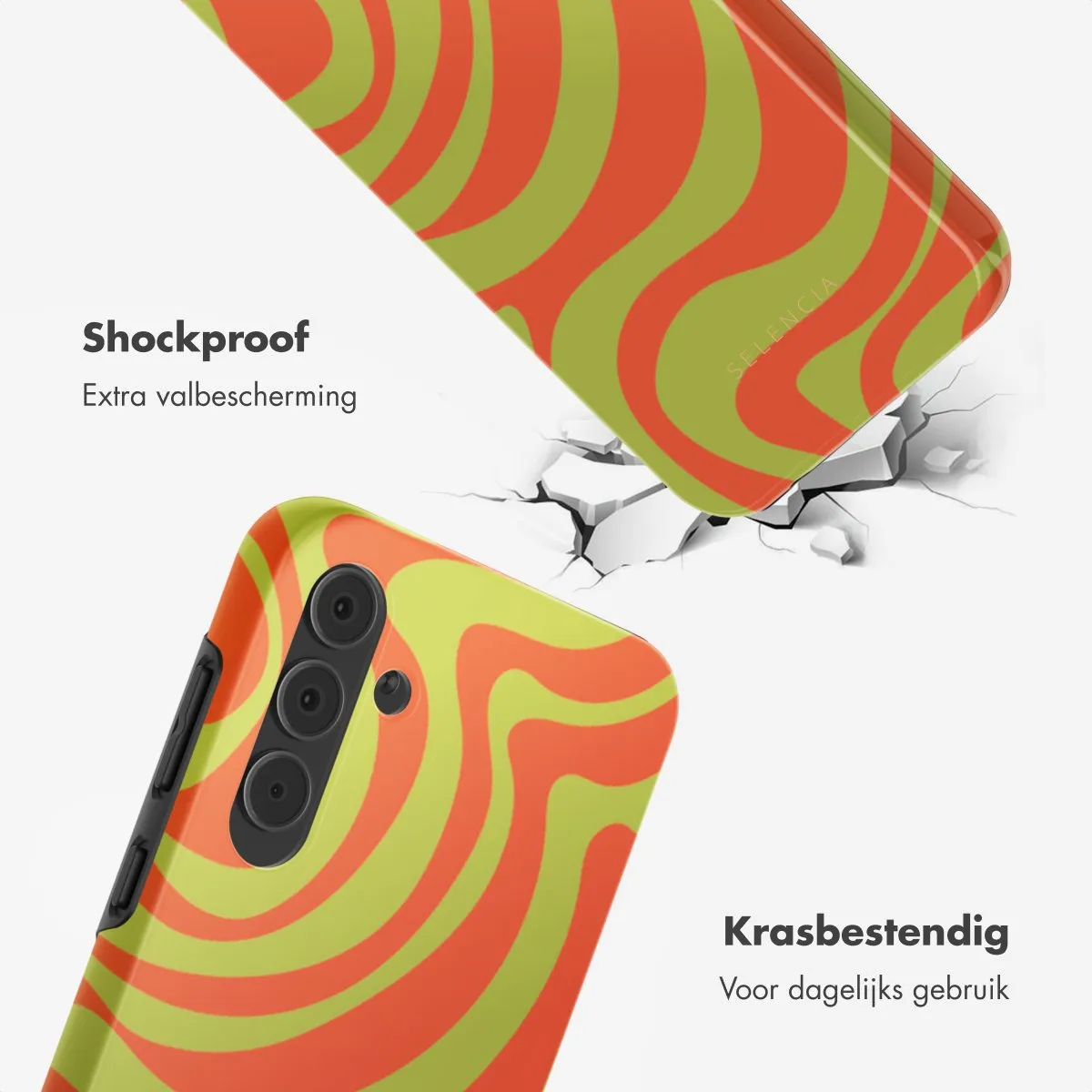 Selencia Hoesje Samsung Galaxy A55 - Wavy Swirl Orange Fern
