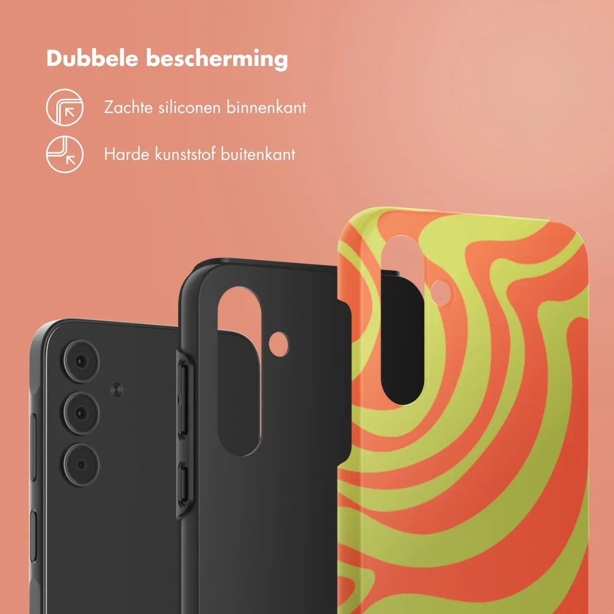 Selencia Hoesje Samsung Galaxy A55 - Wavy Swirl Orange Fern