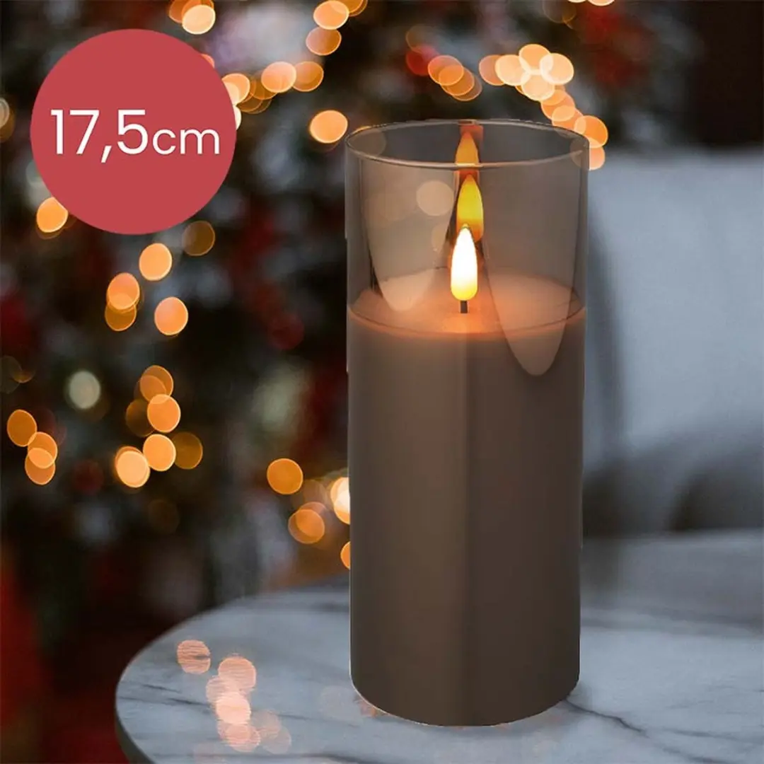Lumineo LED Kaars 17,5cm Rookgrijs