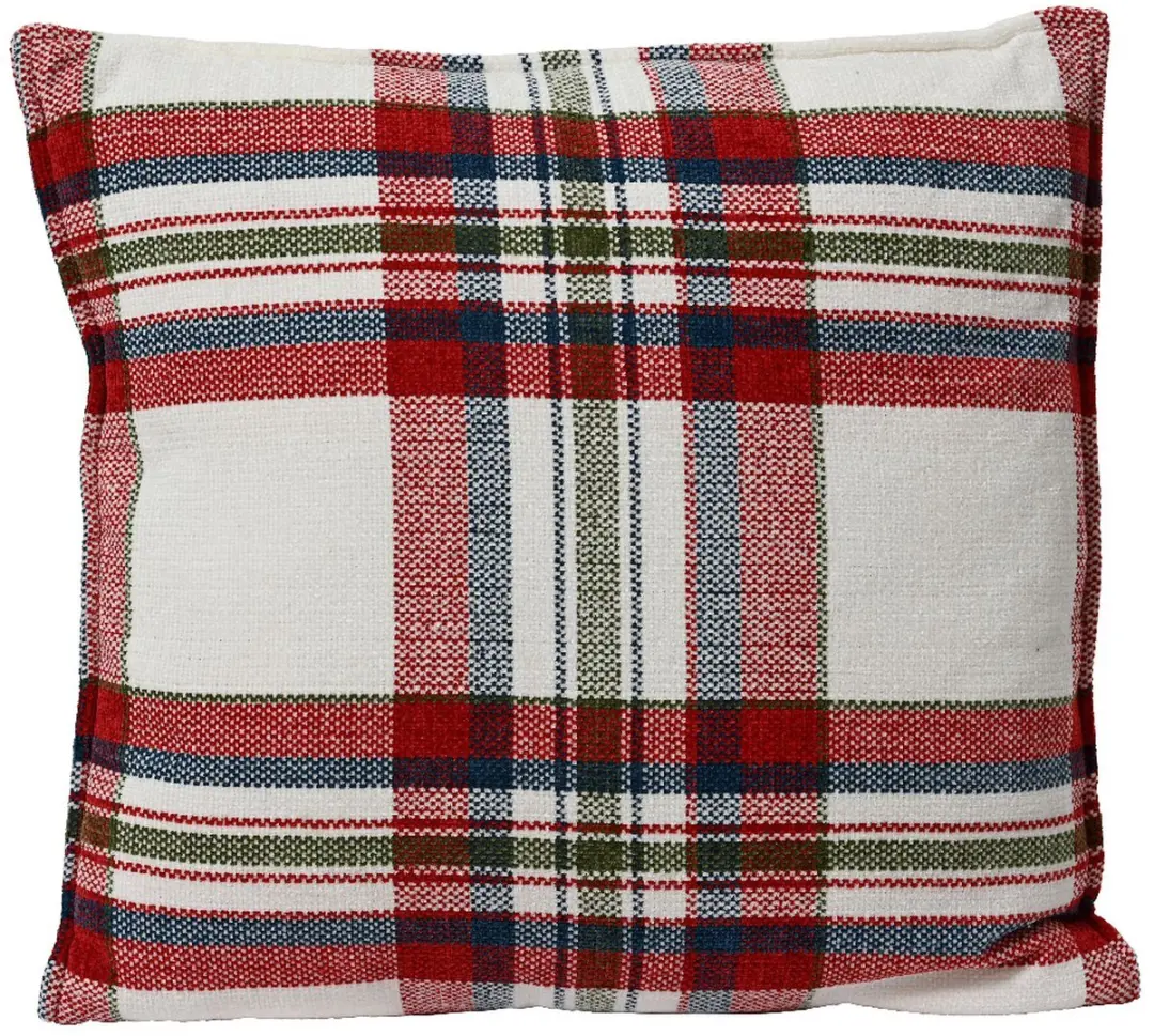 Kaemingk kussen rood creme geruit 45 x 45 cm