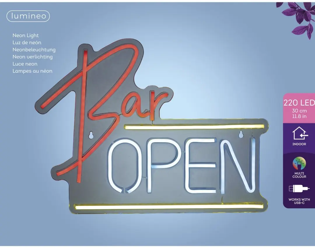 Ledbord lumineo indoor usb neon bar open