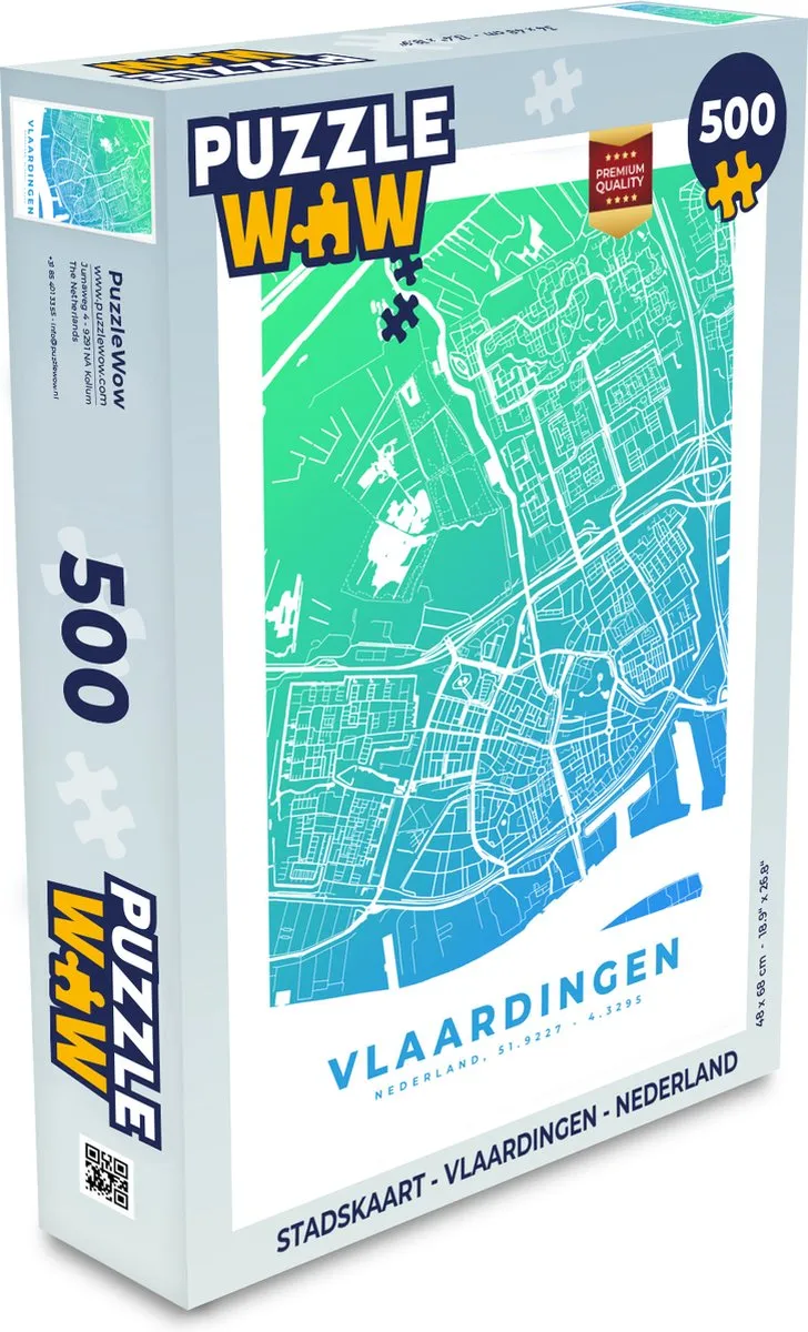 PuzzleWow Stadskaart Vlaardingen Legpuzzel 500 Stuks