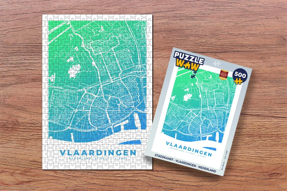 PuzzleWow Stadskaart Vlaardingen Legpuzzel 500 Stuks - Multicolor