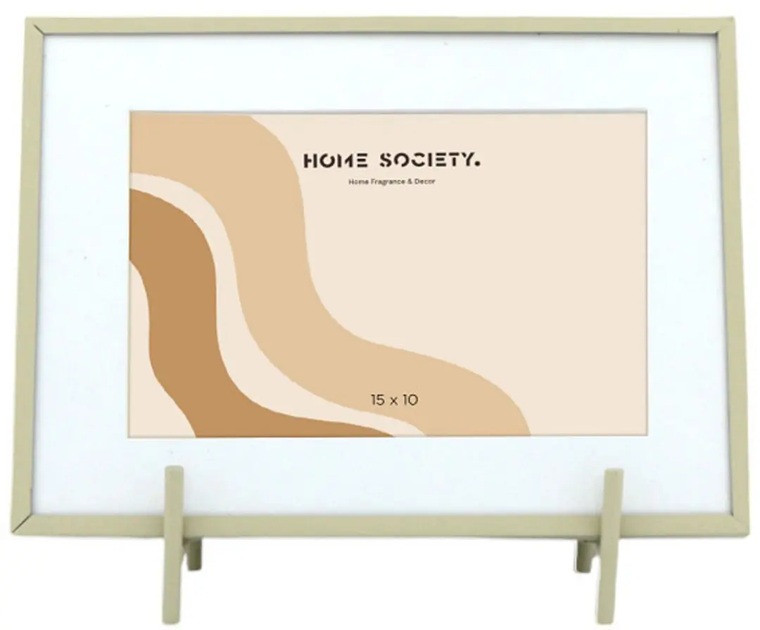 Home Society - Fotolijst - Nami - Beige - Metaal & Glas - Fotomaat 10x15cm - Staande Fotolijst - Trendy Woondecoratie
