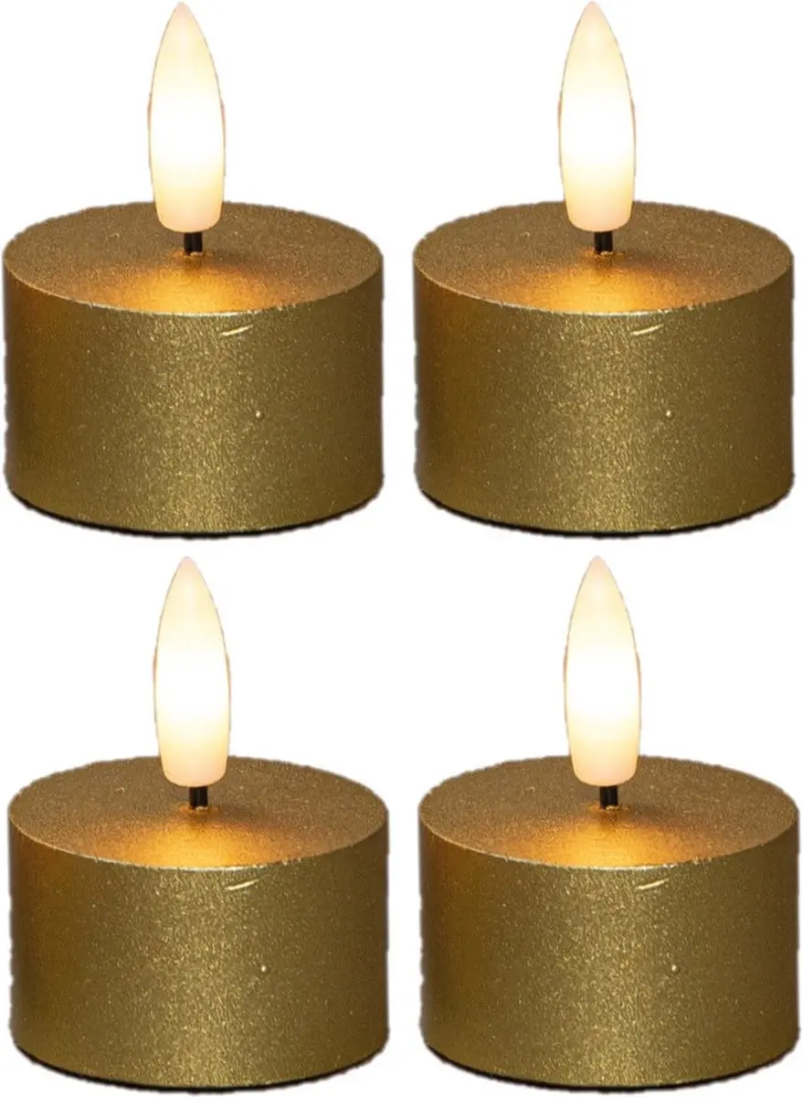 Anna's Collection LED theelichtjes/waxinelichtjes - 4x st - goud - D4 x H5 cm