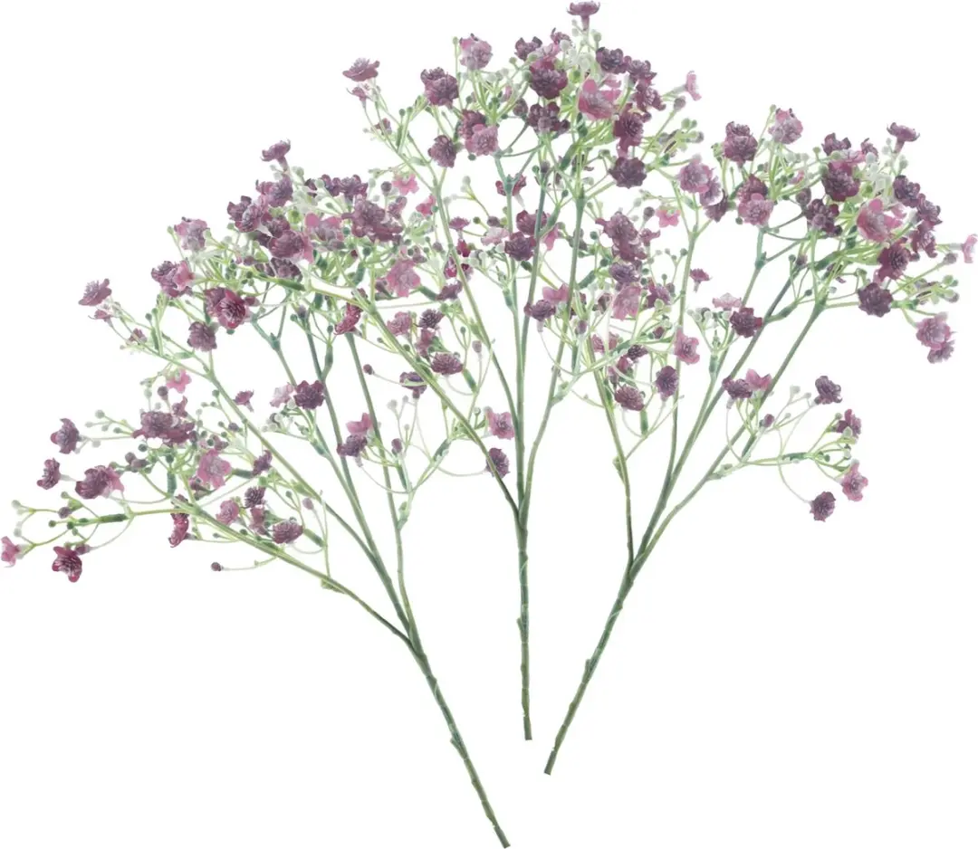 Bellatio Design Kunstbloem Gipskruid Viette - 3x - 45 cm - paars - tak - kunst zijdebloem - Gypsophila