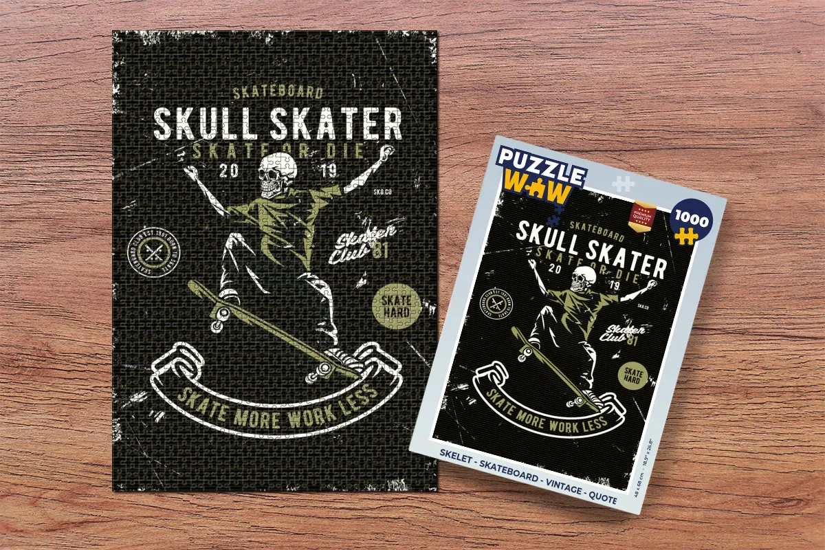PuzzleWow Skelet Skateboard Legpuzzel 1000 Stuks - Multicolor