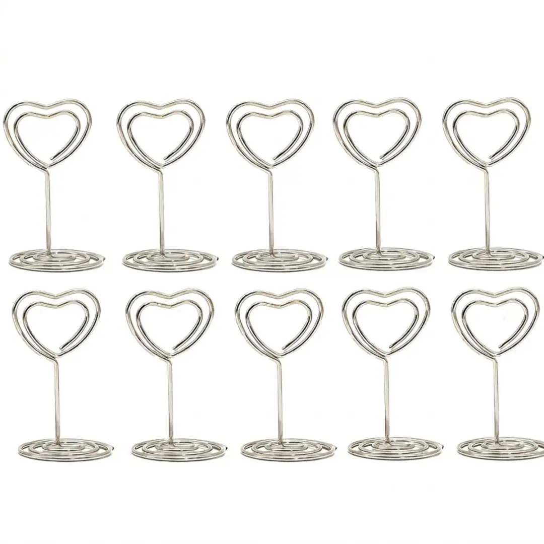 Zilverkleurige metalen fotohouders set 10 stuks fotohouders naamkaart houders me