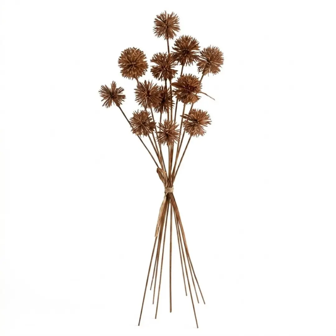 Taupe bruin droogboeket kunstbloemen woonkamer decoratie handgemaakte dornenbol
