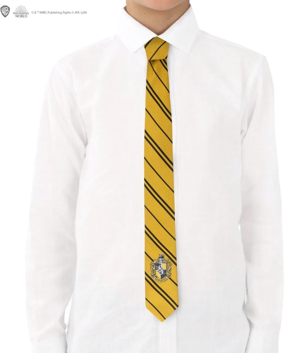 Harry Potter Hufflepuff Geweven Logo Stropdas - Zwart/Goud