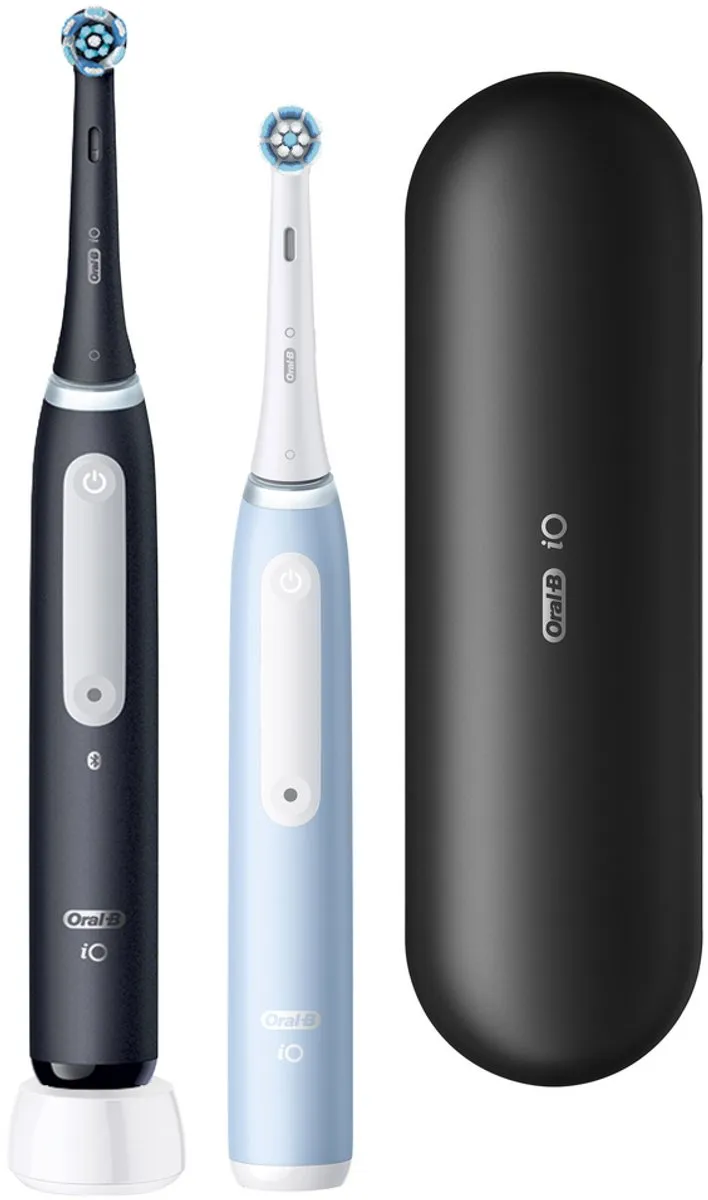 Oral-B iO 3 Duopack Elektrische Tandenborstels - 2 Stuks - Zwart/Lichtblauw