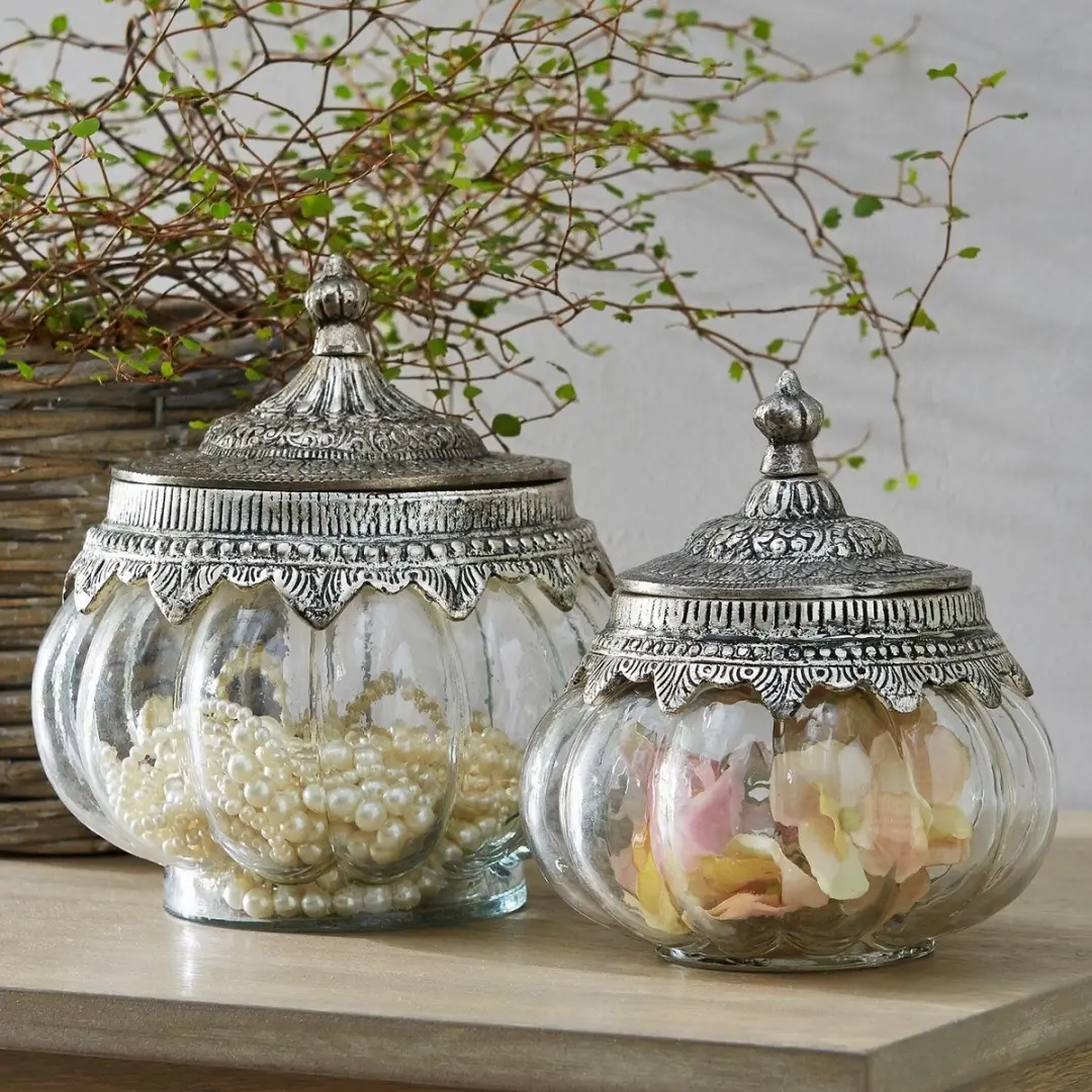 Loberon Madelon Glazen Pot Set - 2 Stuks - afbeelding 3 van 4