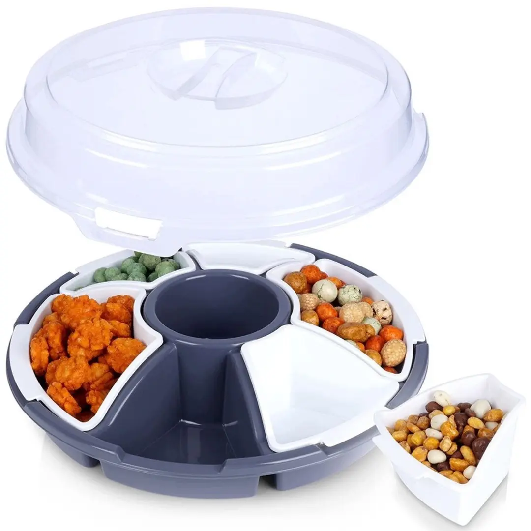 Excellent Houseware Ronde Dip- en Fruitsschaal Grijs 33cm