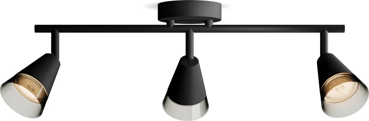 Philips Cleft Opbouwspot 3x GU10 Warmwit - Zwart
