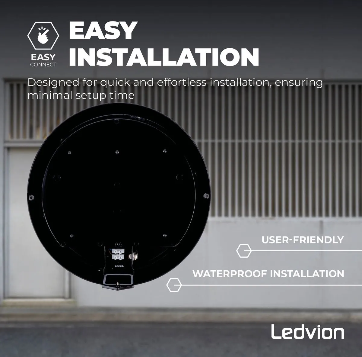Ledvion LED Bulkhead Plafondlamp Badkamer 24W IP65 - Zwart Ø35cm