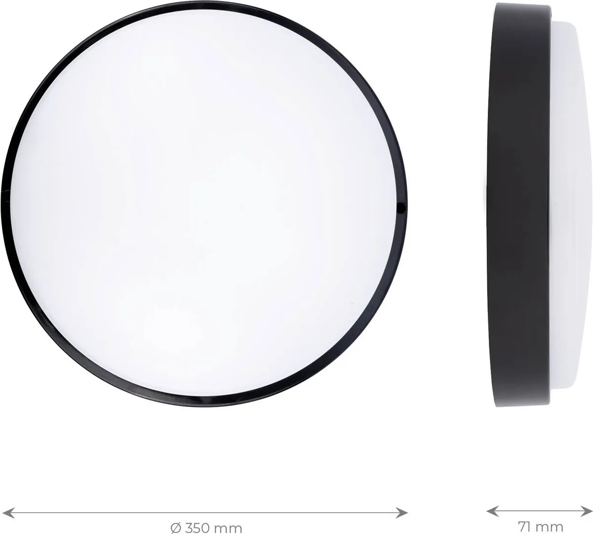Ledvion LED Bulkhead Plafondlamp Badkamer 24W IP65 - Zwart Ø35cm - afbeelding 6 van 6