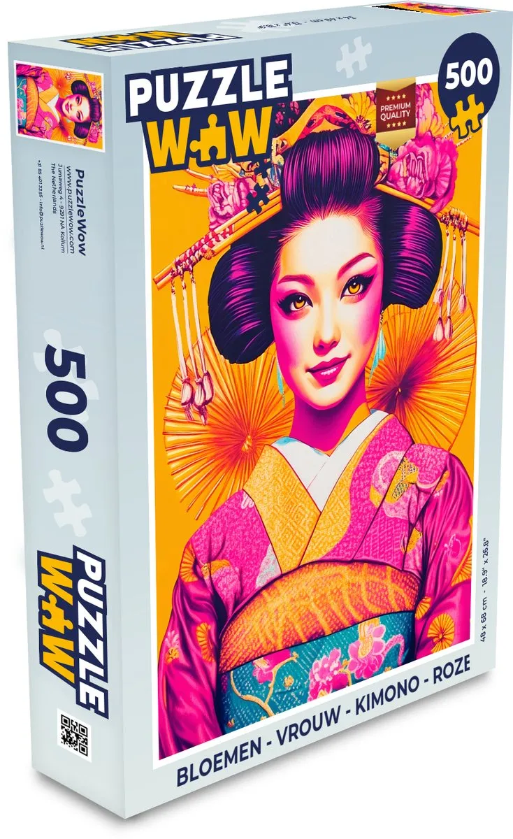 PuzzleWow Kimono Roze Legpuzzel 500 Stuks - MPN 8721375323229