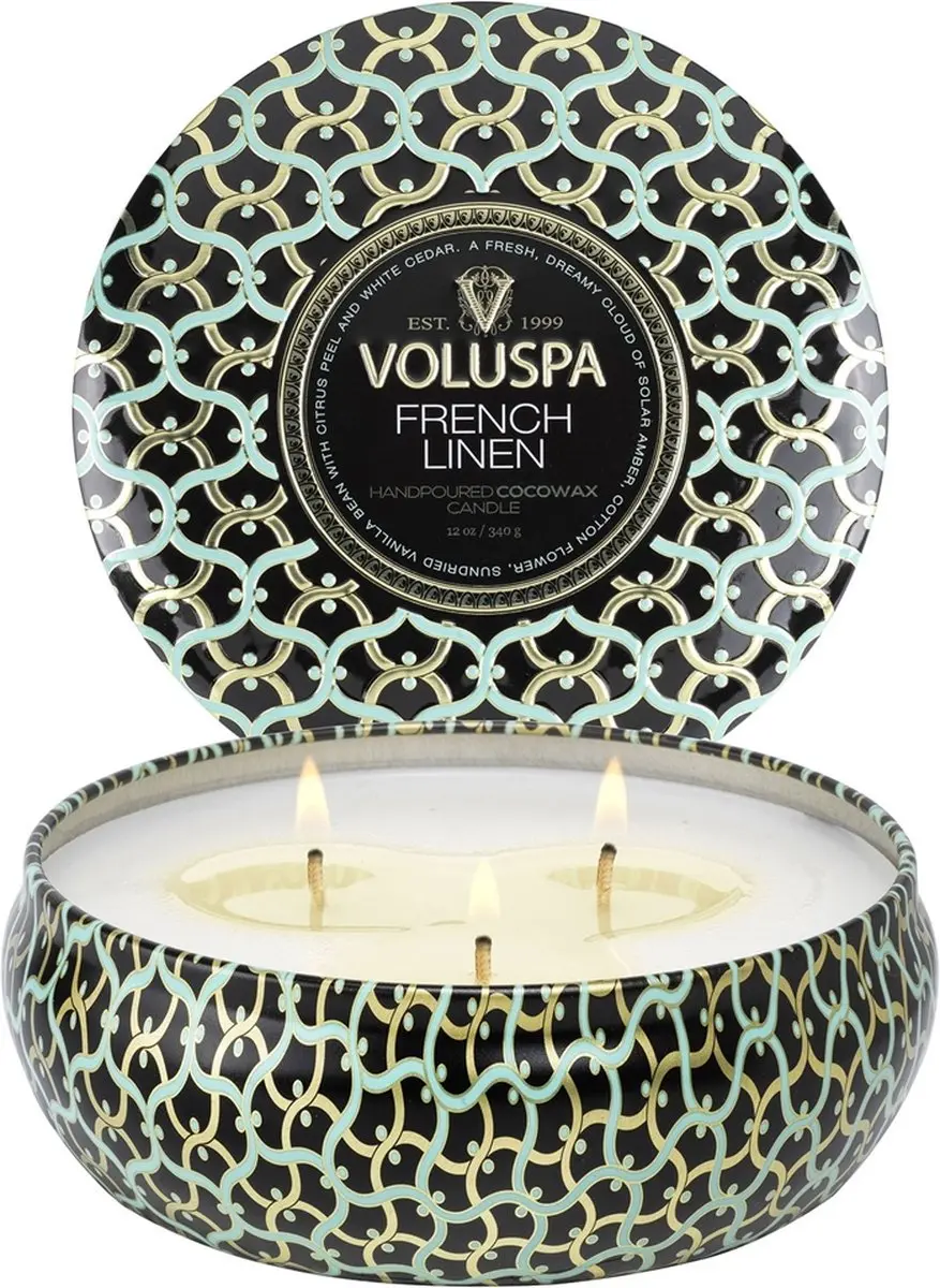 Voluspa Maison Noir French Linen Geurkaars 340g - afbeelding 2 van 2