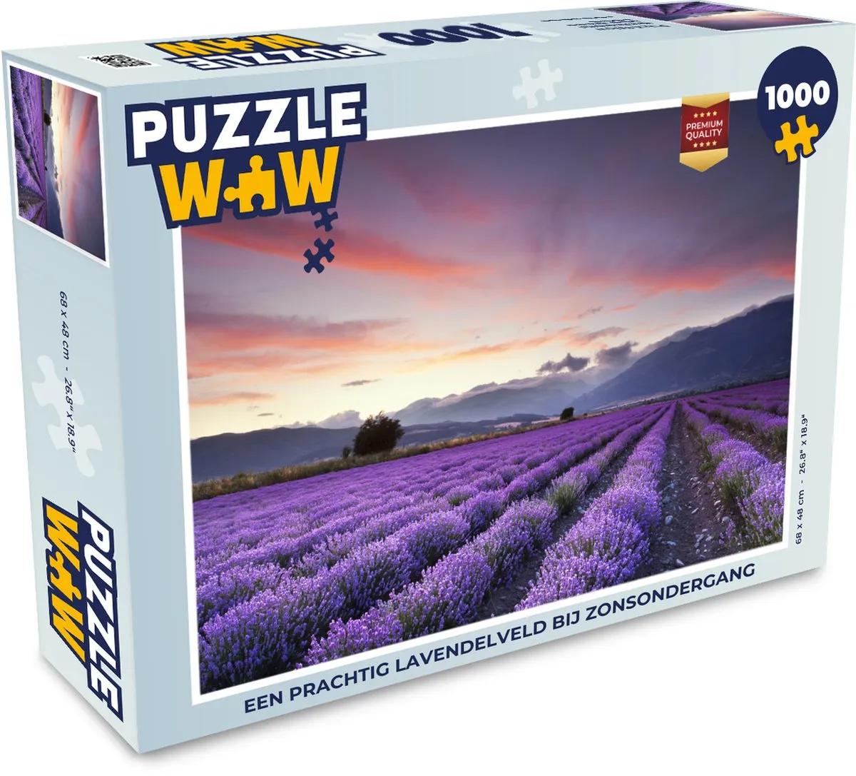 PuzzleWow Legpuzzel Lavendelveld Zonsondergang 1000 Stuks - Multicolor