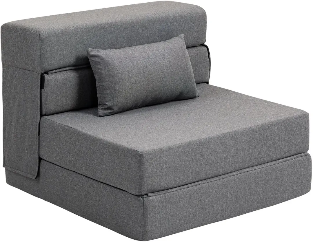 Homcom Stoelbed-Polyester, schuim-210L x 80B x 15H cm-Grijs