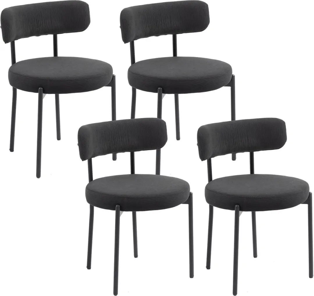 HOMCOM-Eetkamerstoel-Polyester-51x51x76cm-Zwart