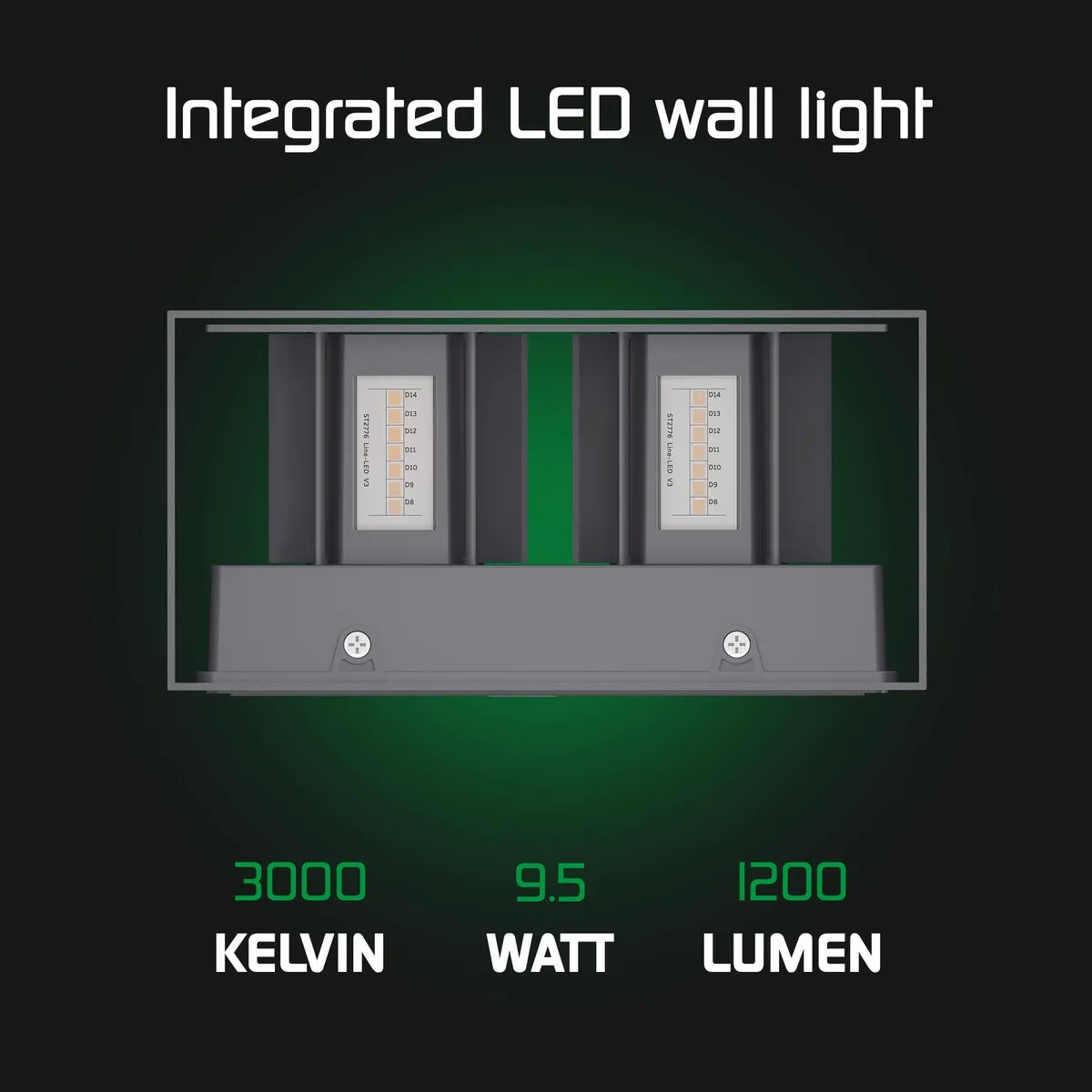 LEDVION LED Wandlamp 9,5W 3000K IP54 Tweezijdig Antraciet