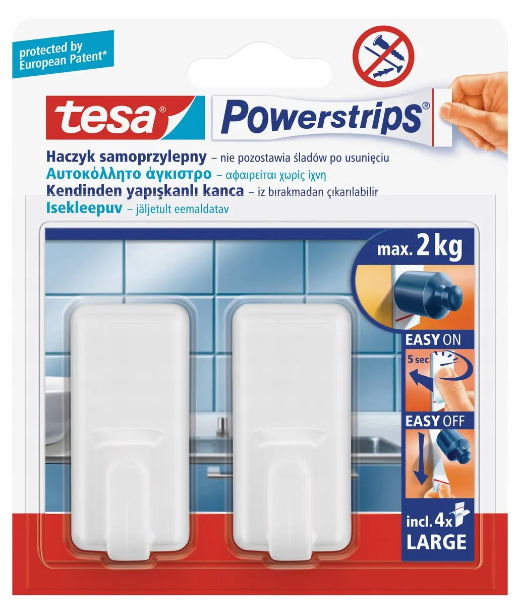 Tesa Powerstrips Zelfklevende Haken 2 Stuks