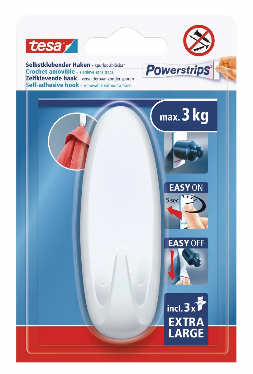 Tesa Powerstrips XL Ovaal Wandhaak - Wit - afbeelding 6 van 6