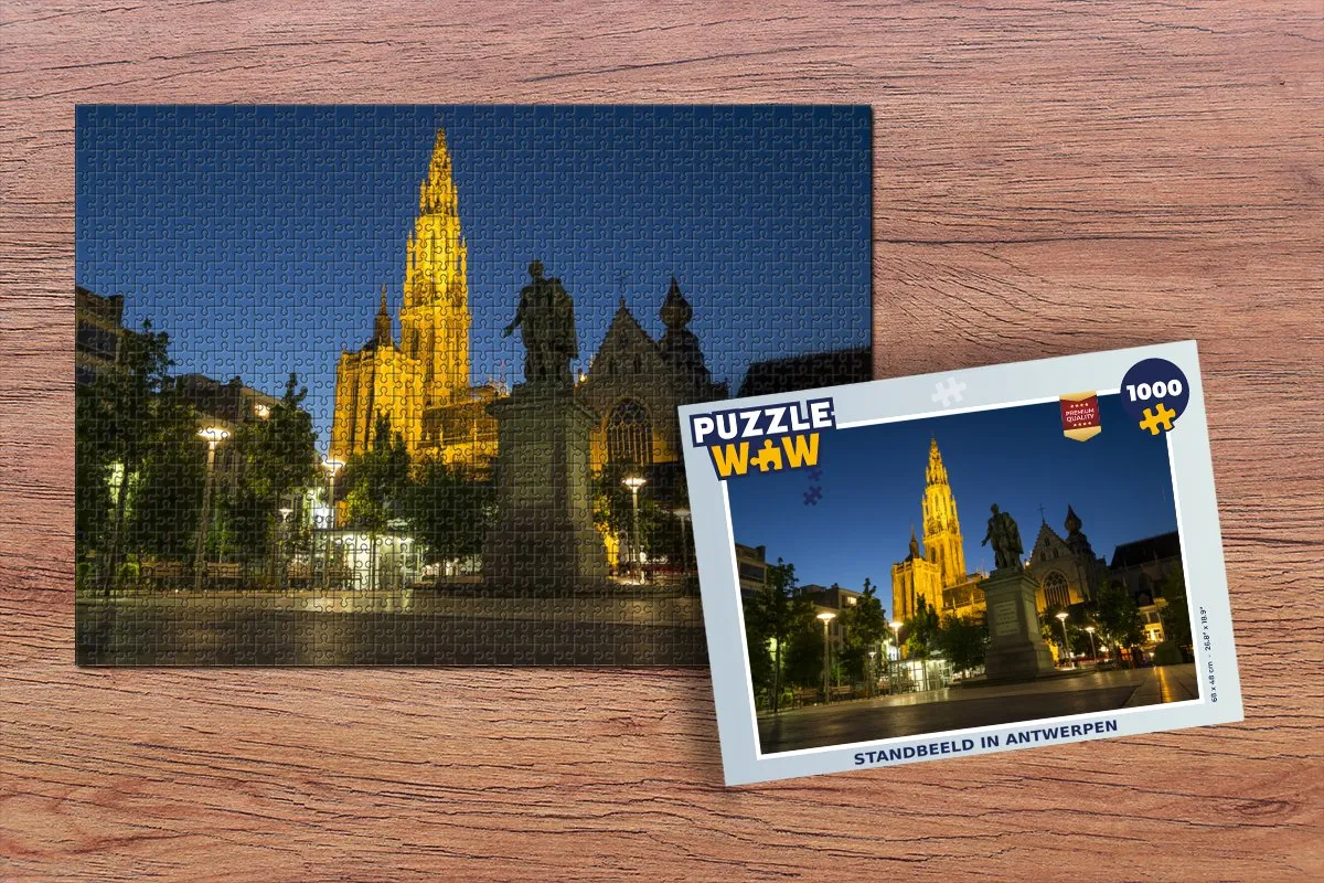PuzzleWow Antwerpen Nacht Legpuzzel 1000 Stuks - Multicolor