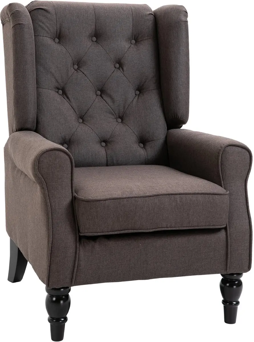 HOMCOM Enkele fauteuil met tufting relaxfauteuil enkele stoel houten poten polye