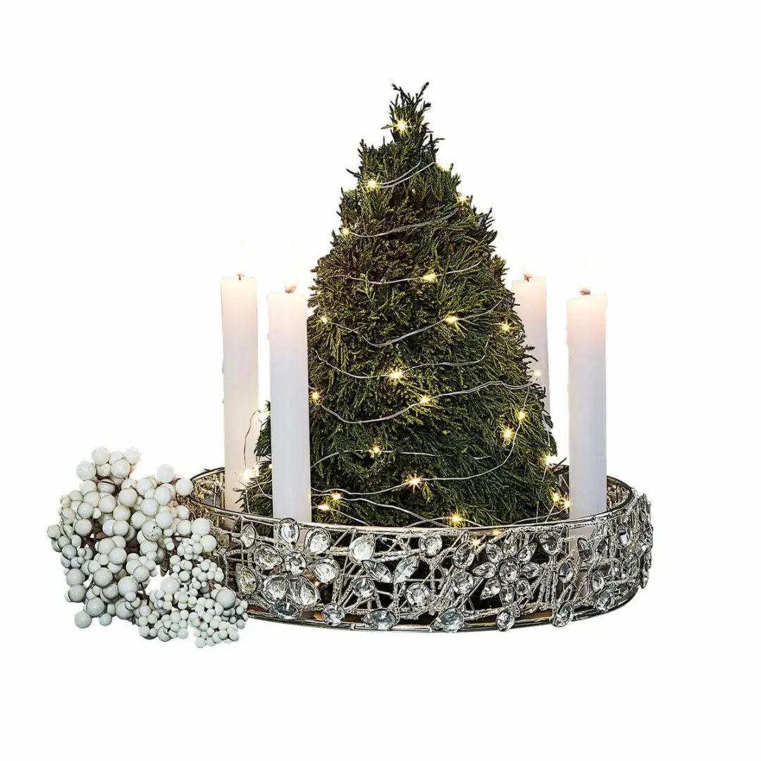 Loberon Hope Kaarsenhouder 30cm - Zilverkleurig - afbeelding 4 van 5