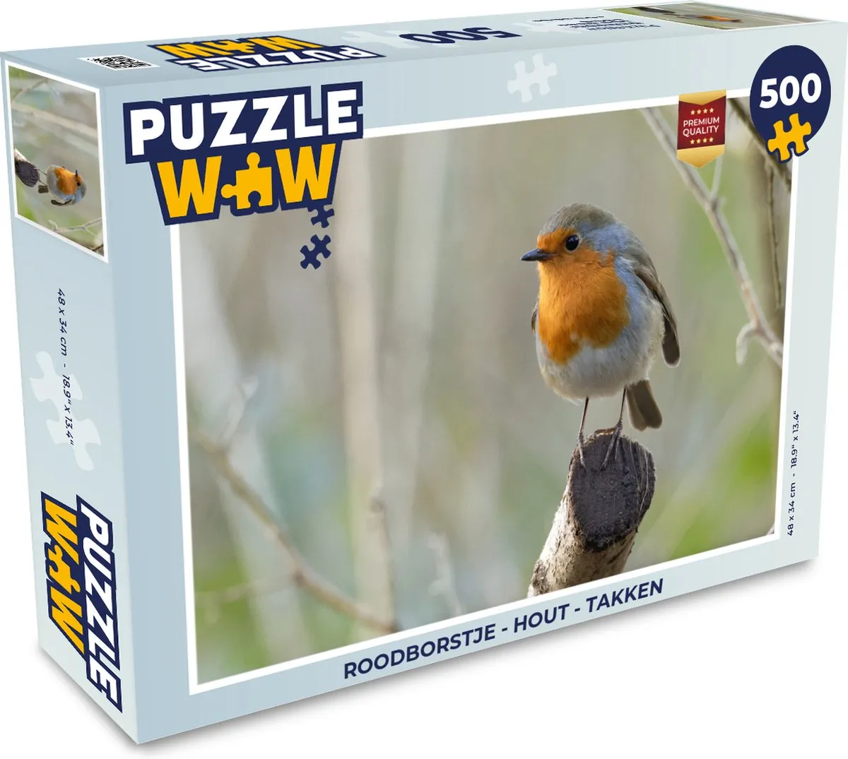 PuzzleWow Roodborstje Legpuzzel 500 Stuks