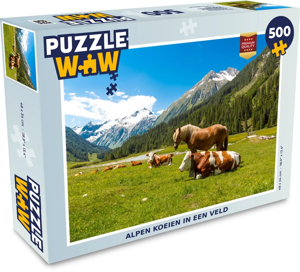 PuzzleWow Alpen Koeien Paarden Legpuzzel 500 Stuks