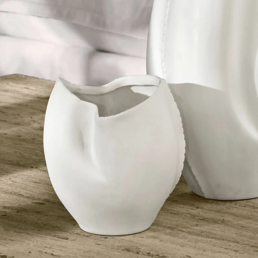Loberon Kazimad Vaas Set - 3 Stuks Wit - afbeelding 4 van 6