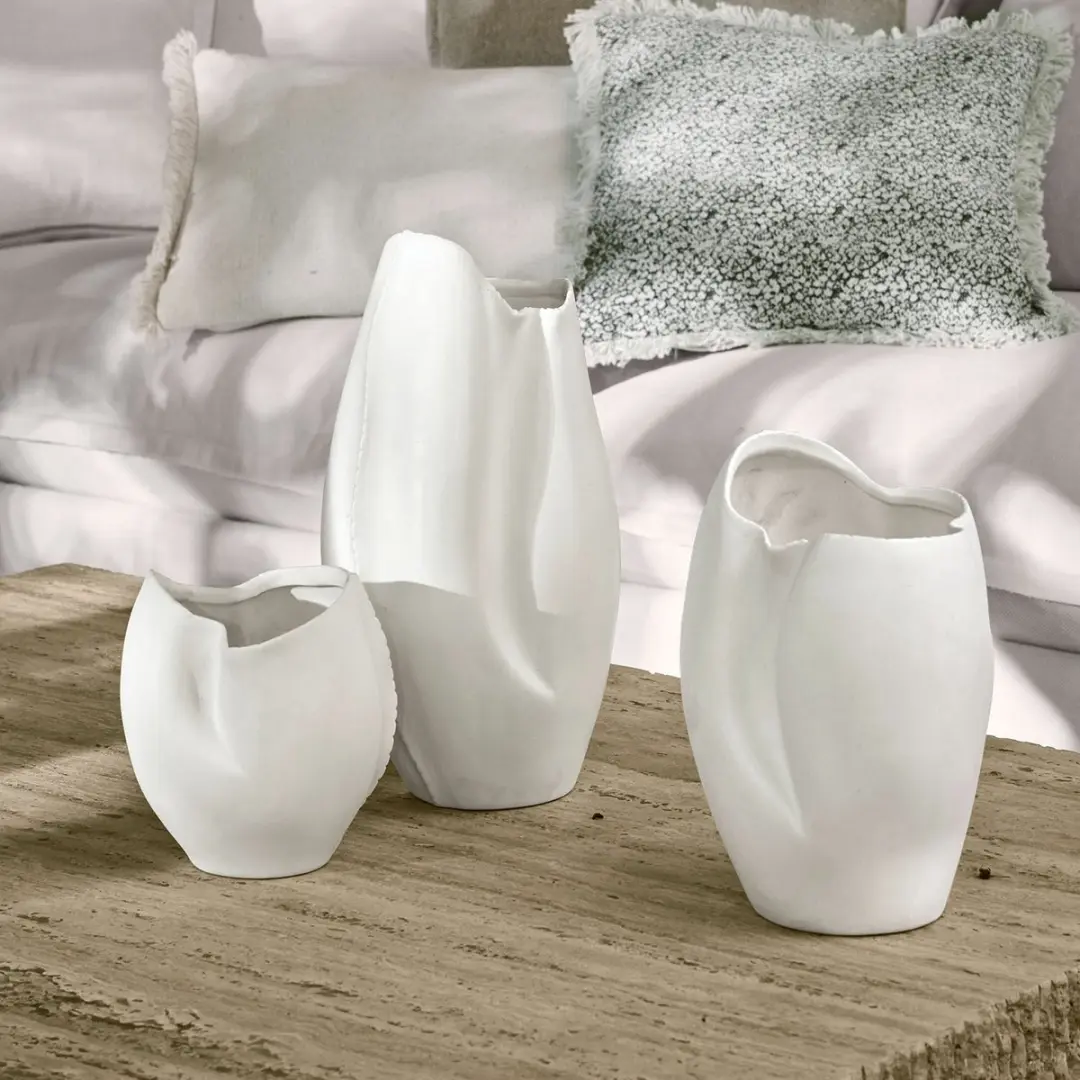 Loberon Kazimad Vaas Set - 3 Stuks Wit - afbeelding 5 van 6