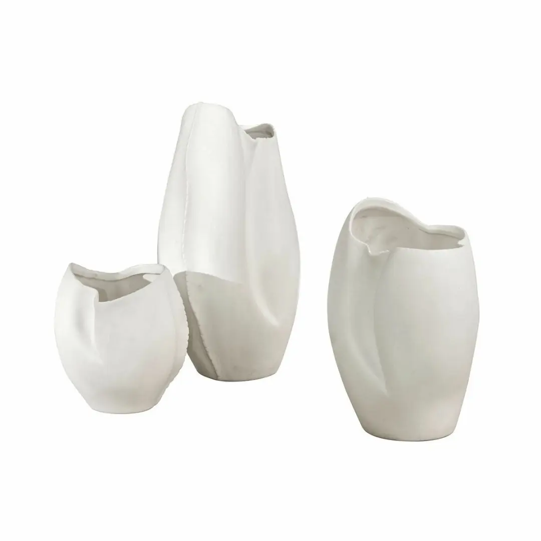 Loberon Kazimad Vaas Set - 3 Stuks Wit - afbeelding 3 van 6