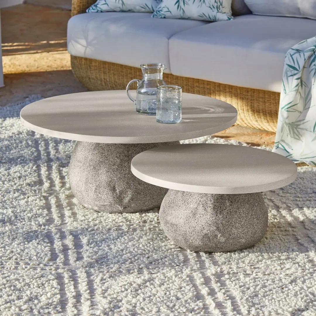 Loberon Orivana Salontafel 55cm - grijs/beige - afbeelding 2 van 6