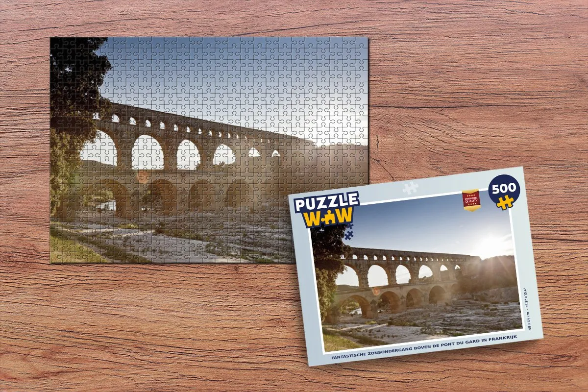 PuzzleWow Legpuzzel Pont du Gard 500 Stuks - Multicolor