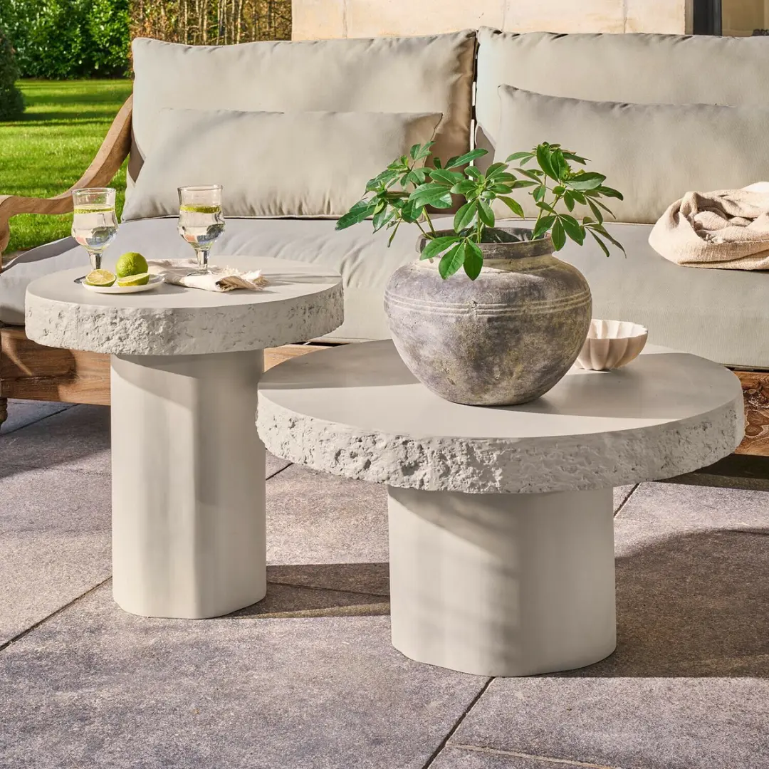 Loberon Tivoliq Salontafel Set van 2 - 70cm - Antiekcrème - afbeelding 3 van 6