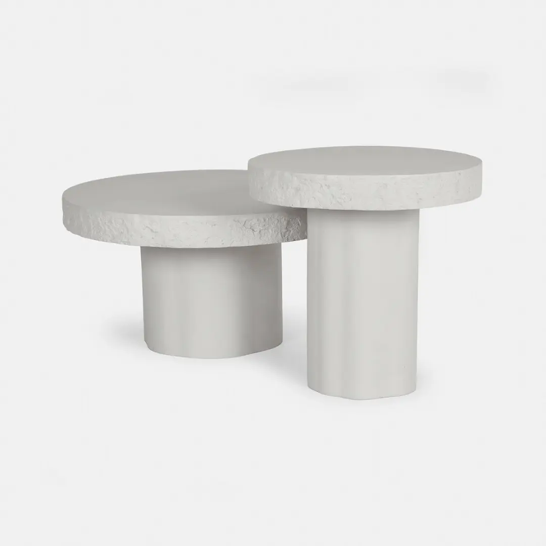 Loberon Tivoliq Salontafel Set van 2 - 70cm - Antiekcrème - afbeelding 2 van 6
