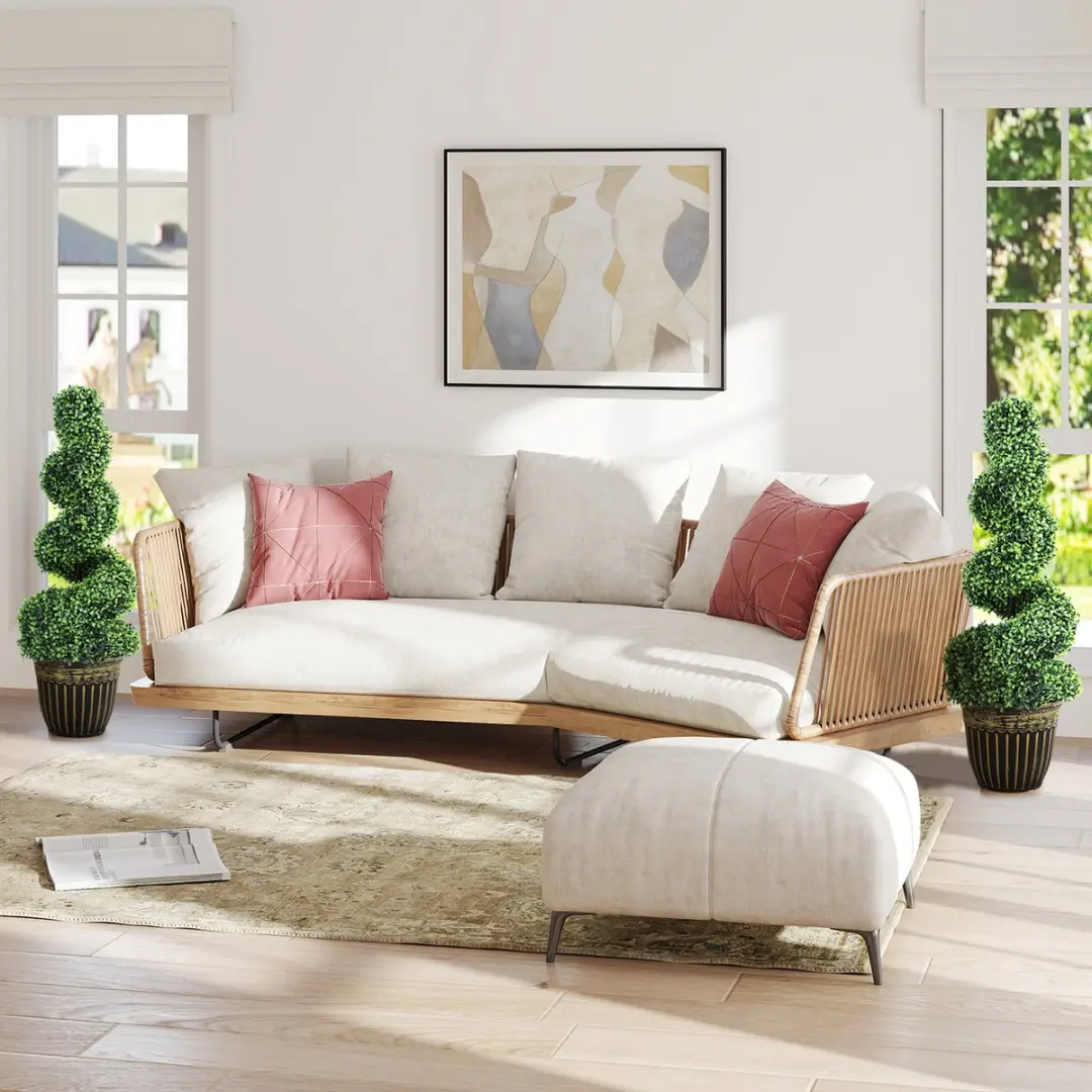 Homcom Kunstplanten Set 2x Buxus 90cm - Groen - afbeelding 3 van 6