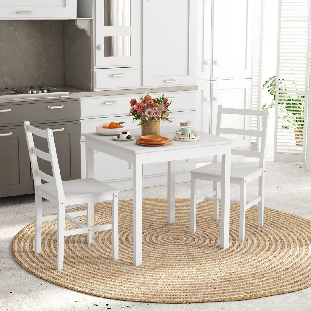 Homcom Eettafelset 75x75cm Wit - 2 Personen - afbeelding 2 van 6