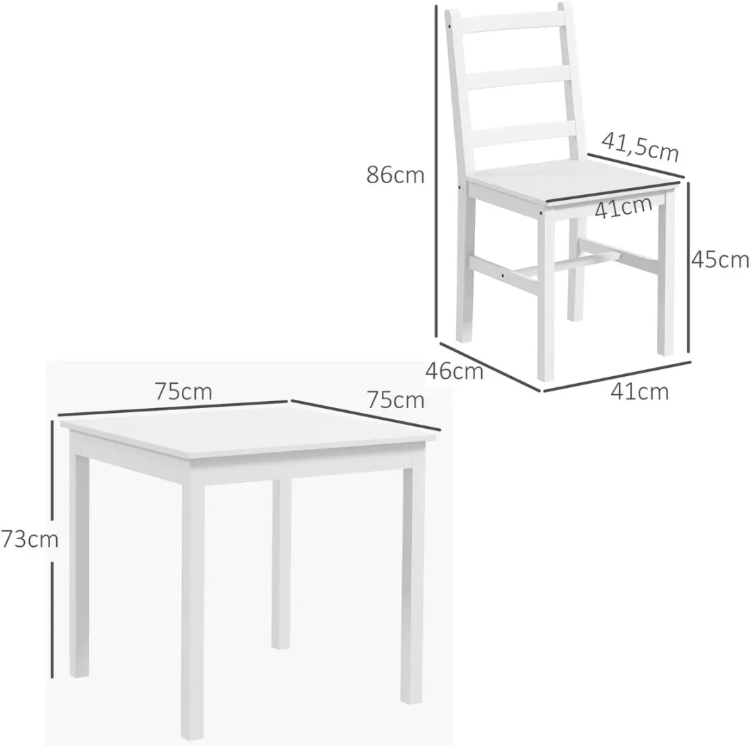 Homcom Eettafelset 75x75cm Wit - 2 Personen - afbeelding 5 van 6