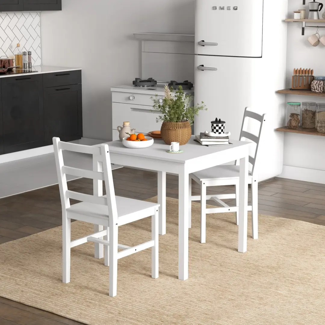 Homcom Eettafelset 75x75cm Wit - 2 Personen - afbeelding 3 van 6