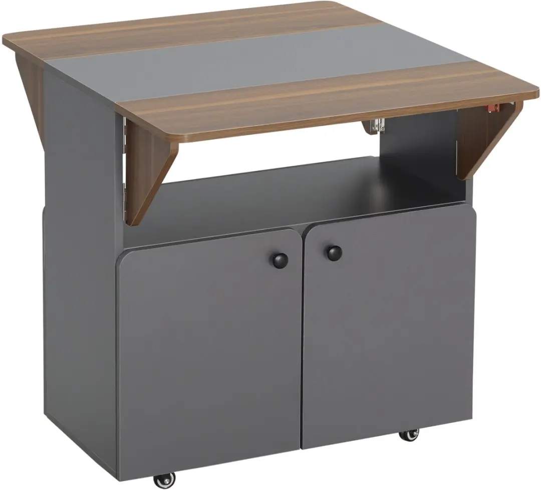 HOMCOM Opklapbare Eettafel Spaanplaat, staal 70L x 83B x 75H cm Lichtgrijs+Donke