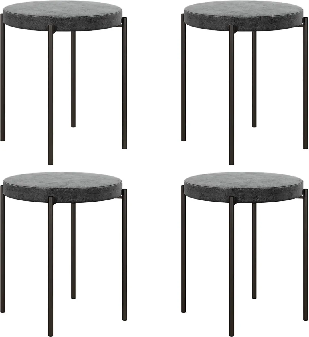 HOMCOM-Esszimmerhocker-Polyester, Metall-41,5L x 41,5B x 46H cm-Dunkelgrau