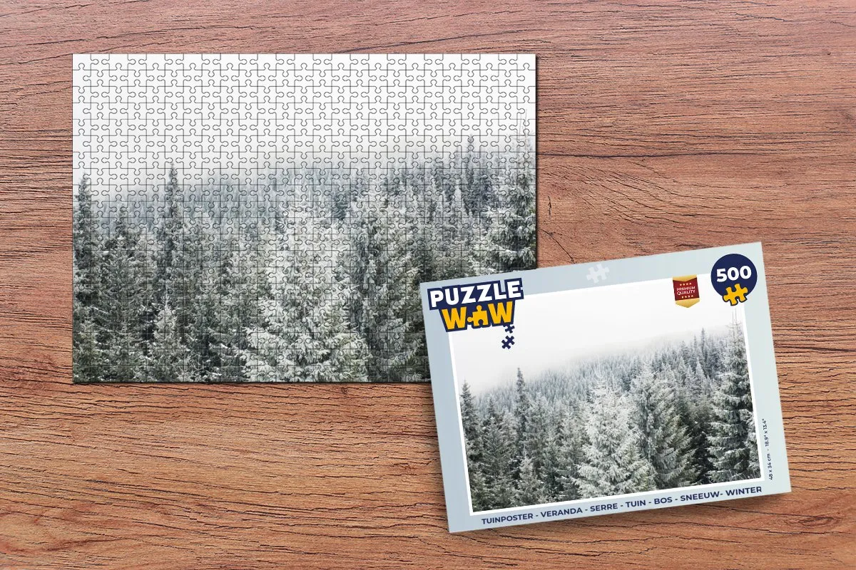 PuzzleWow Sneeuw Winter Dennenboom Legpuzzel 500 Stuks - Multicolor