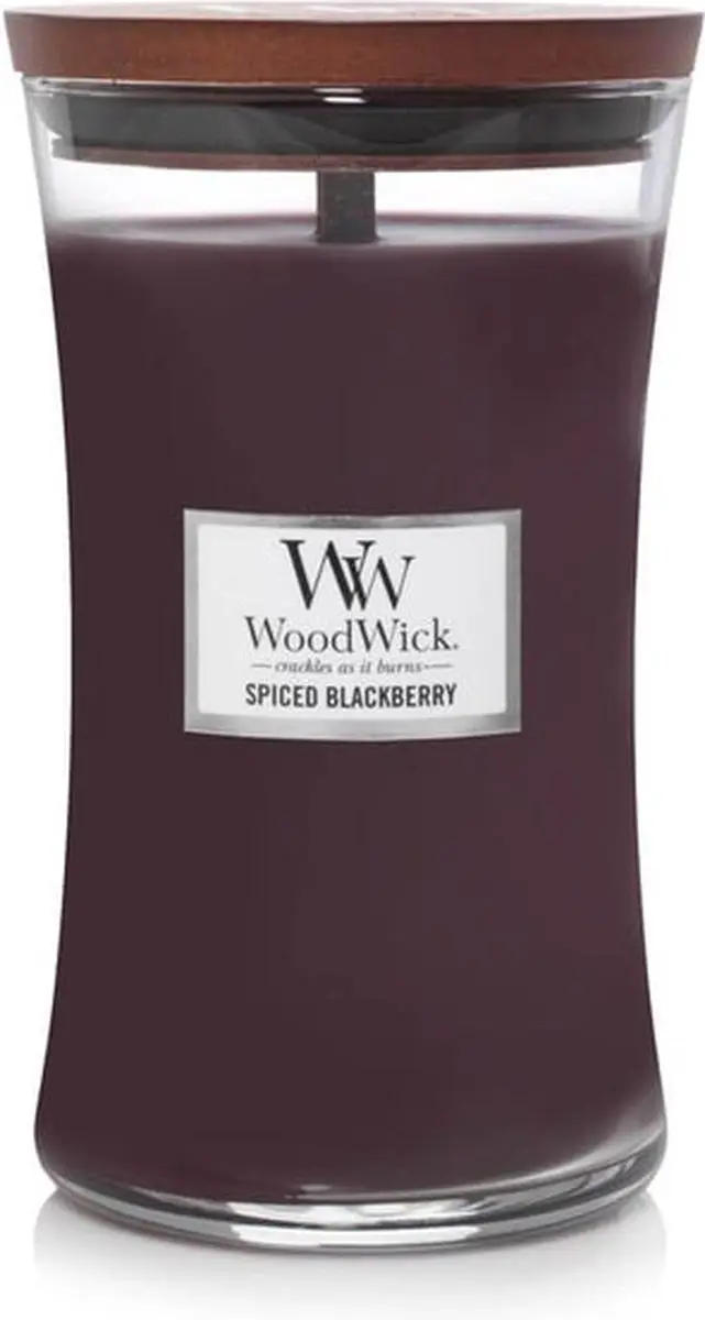 WoodWick Large Hourglass Geurkaars Spiced Blackberry - 130 Branduren - afbeelding 5 van 6